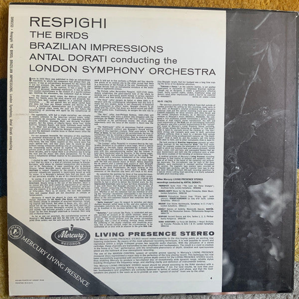 Ottorino Respighi, London Symphony Orchestra, Antal Dorati : The Birds / Brazilian Impressions (LP, RP)