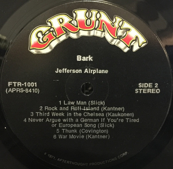 Jefferson Airplane : Bark (LP, Album, Roc)