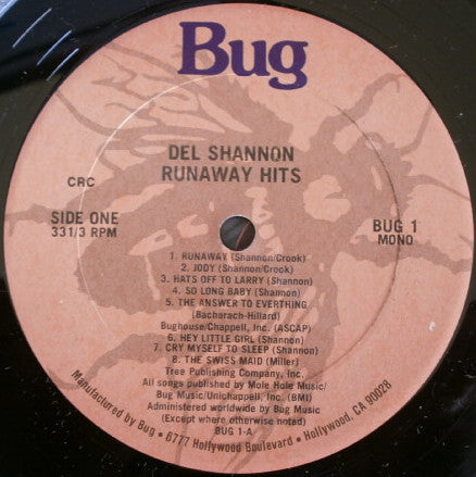 Del Shannon : Runaway Hits (LP, Comp, Mono, Clu)