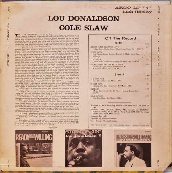 Lou Donaldson : Cole Slaw (LP, Album, RE)