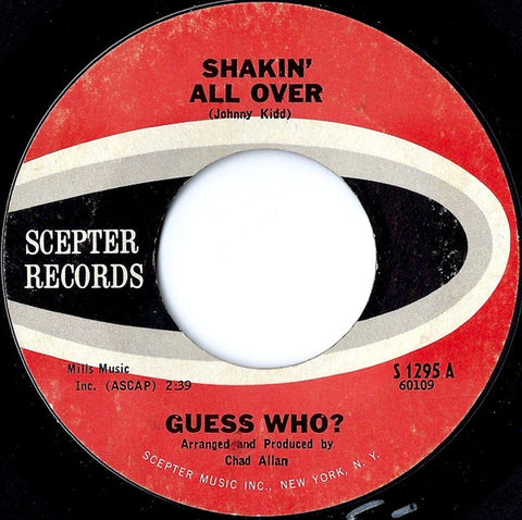 The Guess Who : Shakin' All Over / Till We Kissed (7", Single, Styrene, San)