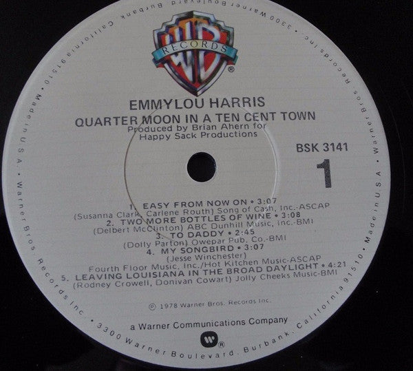 Emmylou Harris : Quarter Moon In A Ten Cent Town (LP, Album, RP, Jac)