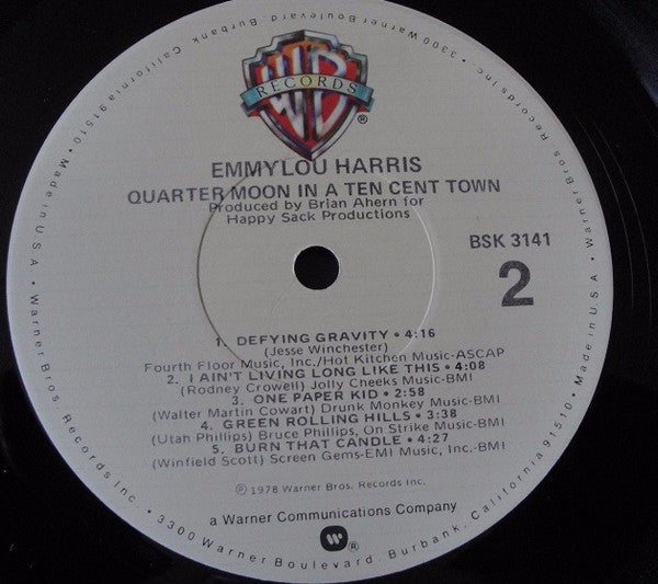 Emmylou Harris : Quarter Moon In A Ten Cent Town (LP, Album, RP, Jac)