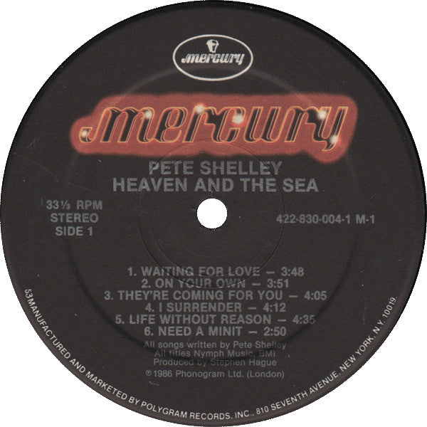 Pete Shelley : Heaven And The Sea (LP, Album)