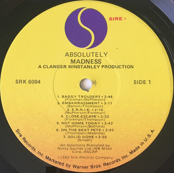 Madness : Absolutely (LP, Album, Jac)