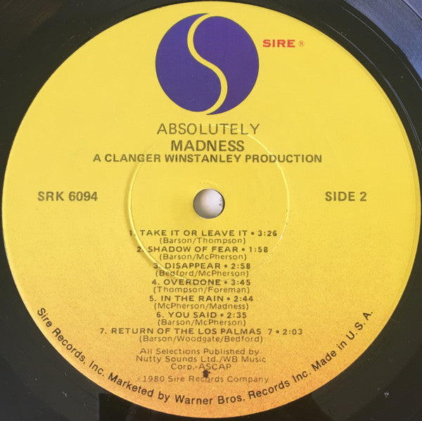 Madness : Absolutely (LP, Album, Jac)