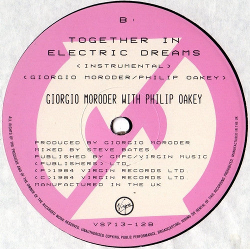 Giorgio Moroder With Philip Oakey : Together In Electric Dreams (Extended) (12", Single)