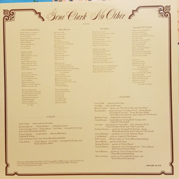Gene Clark : No Other (LP, Album, CTH)
