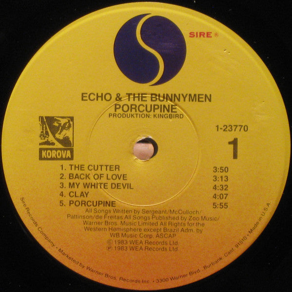 Echo & The Bunnymen : Porcupine (LP, Album, Jac)