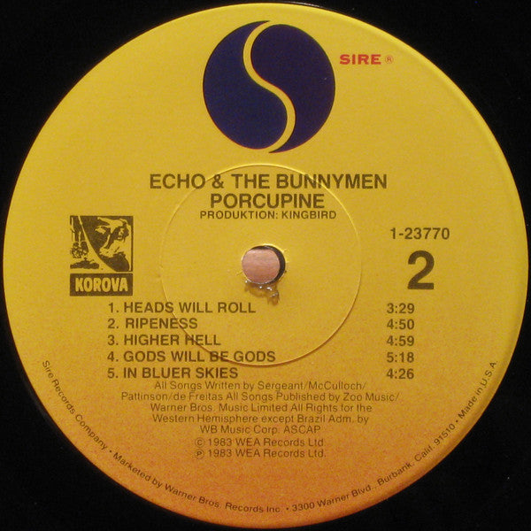 Echo & The Bunnymen : Porcupine (LP, Album, Jac)