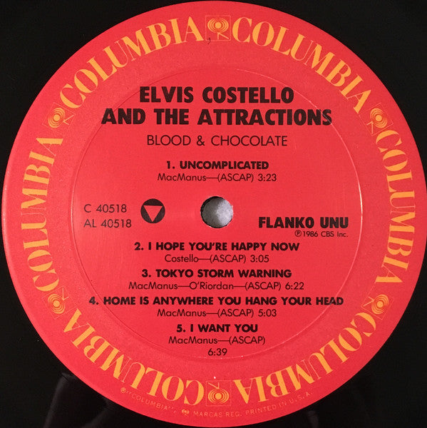 Elvis Costello & The Attractions : Blood & Chocolate (LP, Album, Pit)