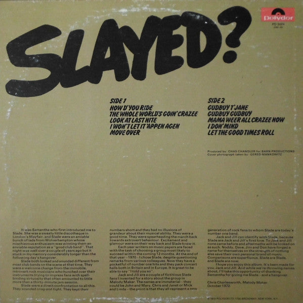 Slade : Slayed? (LP, Album, All)