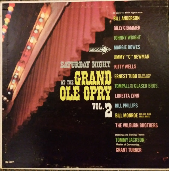 Various : Saturday Night At The Grand Ole Opry Vol. 2 (LP, Comp, Mono)