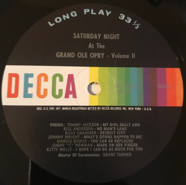 Various : Saturday Night At The Grand Ole Opry Vol. 2 (LP, Comp, Mono)