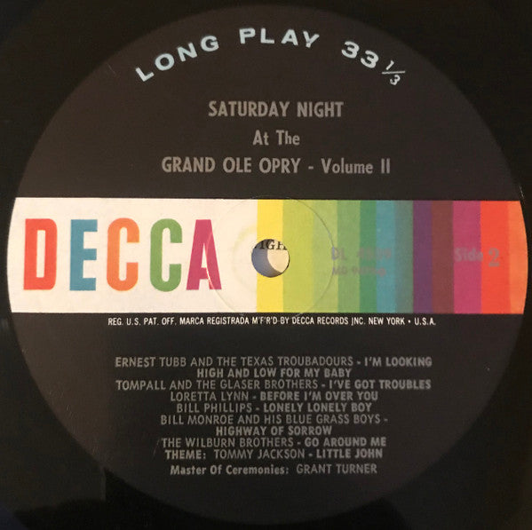 Various : Saturday Night At The Grand Ole Opry Vol. 2 (LP, Comp, Mono)