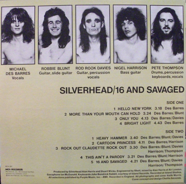 Silverhead : 16 And Savaged (LP, Album, Pin)
