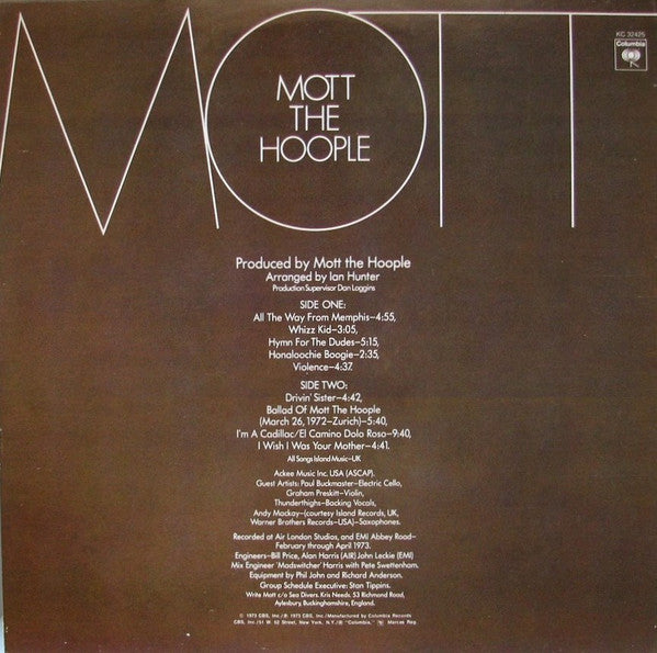 Mott The Hoople : Mott (LP, Album, San)