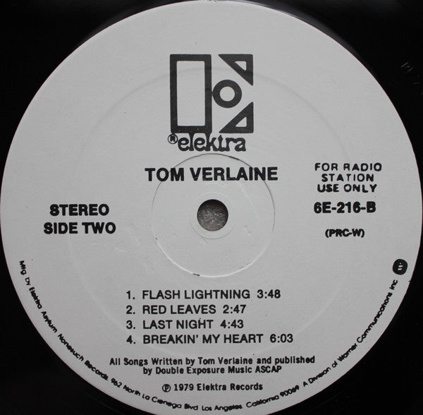 Tom Verlaine : Tom Verlaine (LP, Album, Promo, PRC)