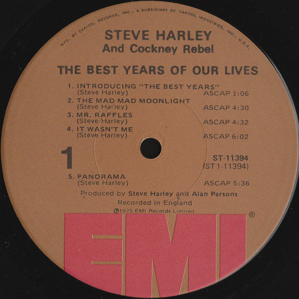 Steve Harley And Cockney Rebel* : The Best Years Of Our Lives (LP, Album, Jac)