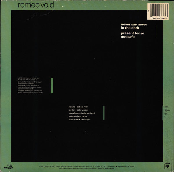 Romeo Void : Never Say Never (12", Ter)
