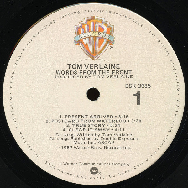 Tom Verlaine : Words From The Front (LP, Album, Win)