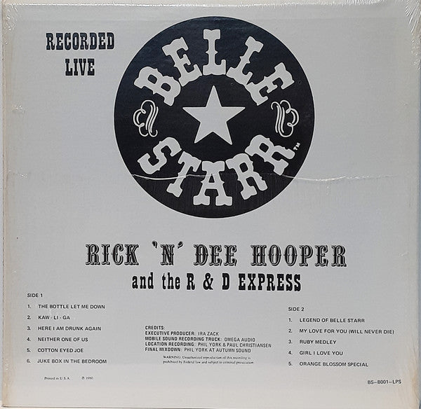 Rick 'N' Dee Hooper And The R&D Express : Live At The Belle Starr (LP)