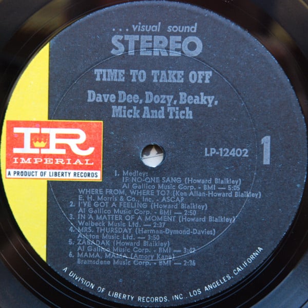 Dave Dee, Dozy, Beaky, Mick & Tich : Time To Take Off (LP, Album, All)