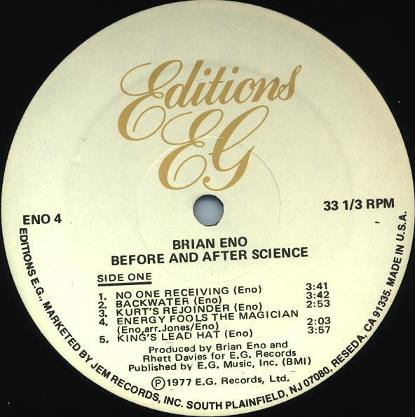 Brian Eno : Before And After Science (LP, Album, RE)