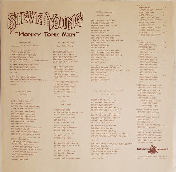 Steve Young (2) : Honky-Tonk Man (LP, Album)