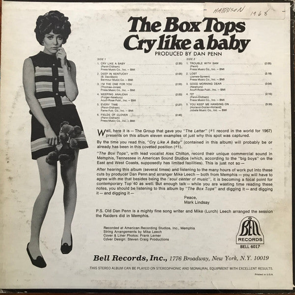 Box Tops : Cry Like A Baby (LP, Album, M/Print, Mon)