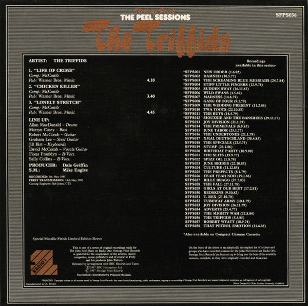 The Triffids : The Peel Sessions (12", Ltd)