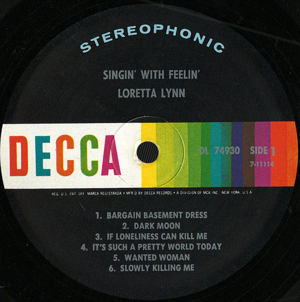 Loretta Lynn : Singin' With Feelin' (LP, Album, Pin)