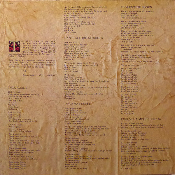 Frank Zappa And The Mothers : One Size Fits All (LP, Album, RP)