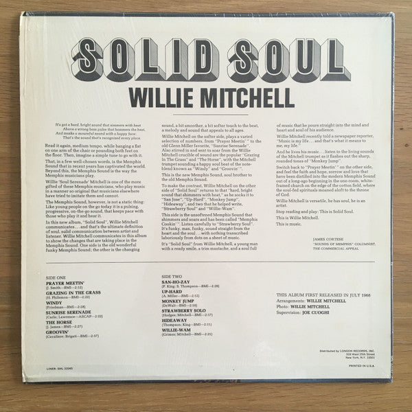 Willie Mitchell : Solid Soul (LP, Album, Mon)