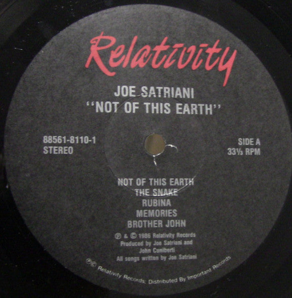 Joe Satriani : Not Of This Earth (LP, RE)