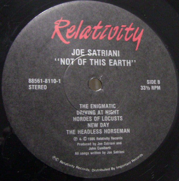 Joe Satriani : Not Of This Earth (LP, RE)