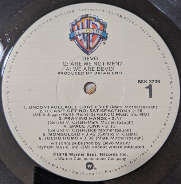 Devo : Q: Are We Not Men? A: We Are Devo! (LP, Album, Jac)