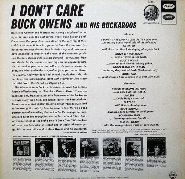 Buck Owens And His Buckaroos : I Don't Care (LP, Album)