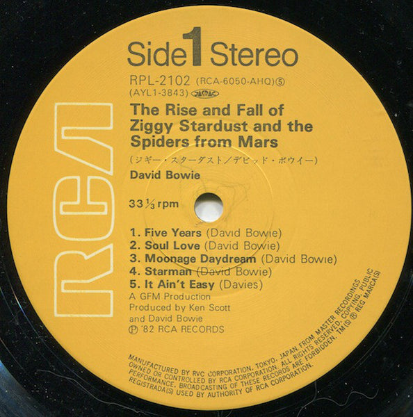 David Bowie = David Bowie : The Rise And Fall Of Ziggy Stardust And The Spiders From Mars = ジギー・スターダスト (LP, Album, RE)