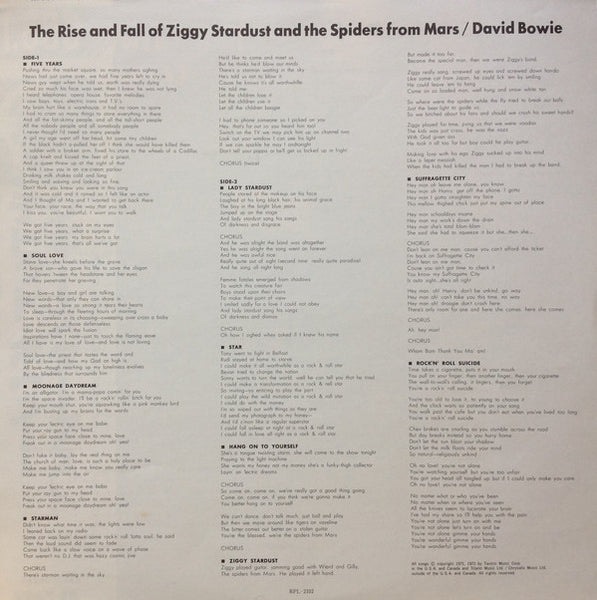 David Bowie = David Bowie : The Rise And Fall Of Ziggy Stardust And The Spiders From Mars = ジギー・スターダスト (LP, Album, RE)