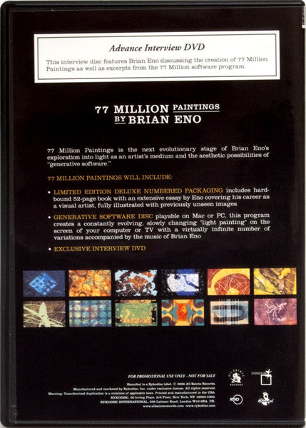 Brian Eno : 77 Million Paintings By Brian Eno – Advance Interview DVD (DVD, Promo)