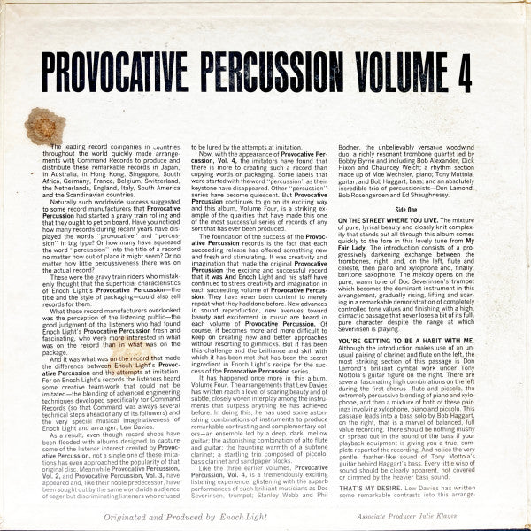 Enoch Light And The Light Brigade : Provocative Percussion (Vol. 4) (LP, Album, Gat)