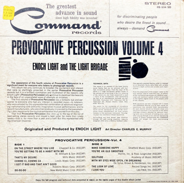 Enoch Light And The Light Brigade : Provocative Percussion (Vol. 4) (LP, Album, Gat)