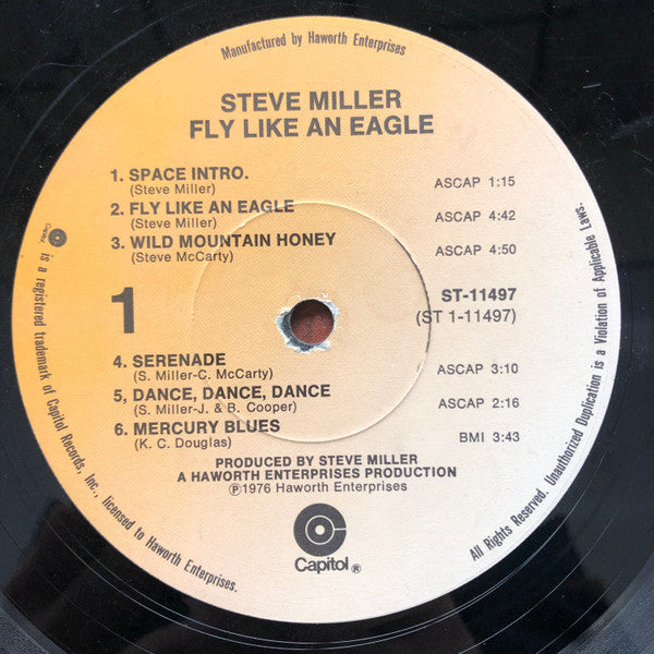 Steve Miller Band : Fly Like An Eagle (LP, Album, Club, Col)