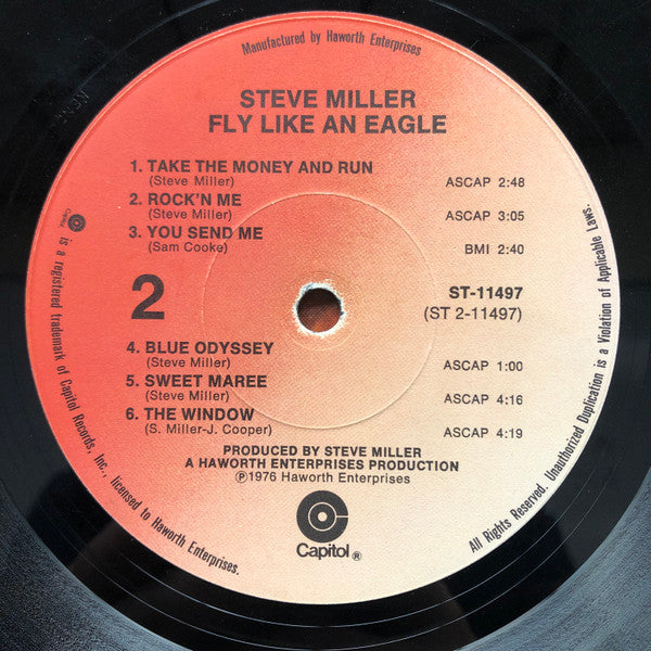 Steve Miller Band : Fly Like An Eagle (LP, Album, Club, Col)