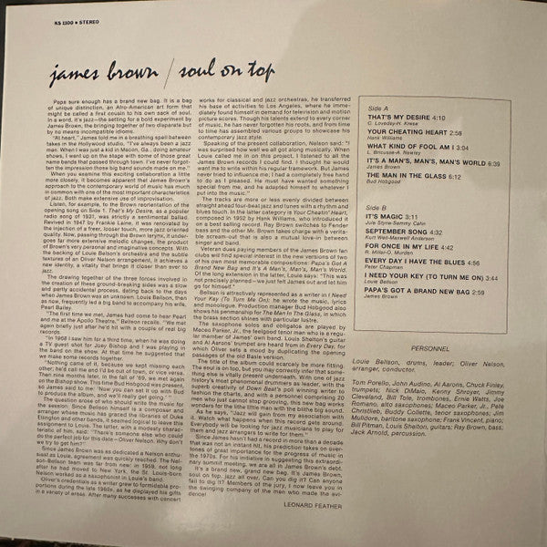 James Brown With Oliver Nelson Conducting Louie Bellson Orchestra : Soul On Top (LP, Album, RE, Gat)