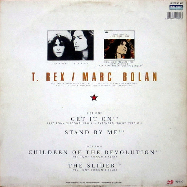 T. Rex / Marc Bolan : Get It On (1987 Tony Visconti Remix) (12", Ext)