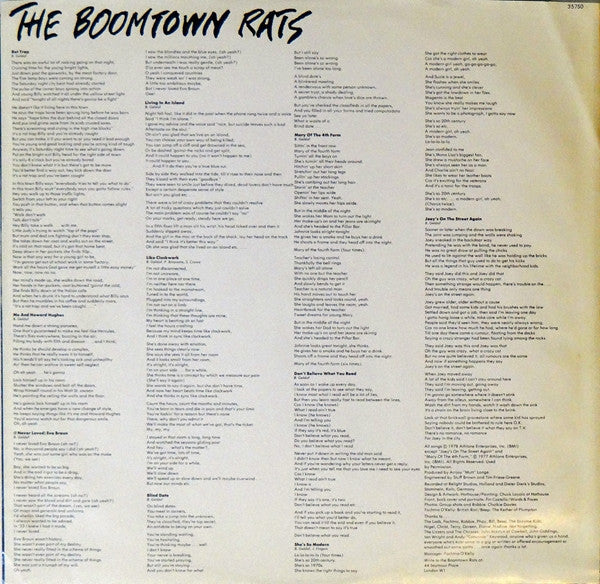 The Boomtown Rats : A Tonic For The Troops (LP, Album, Mon)