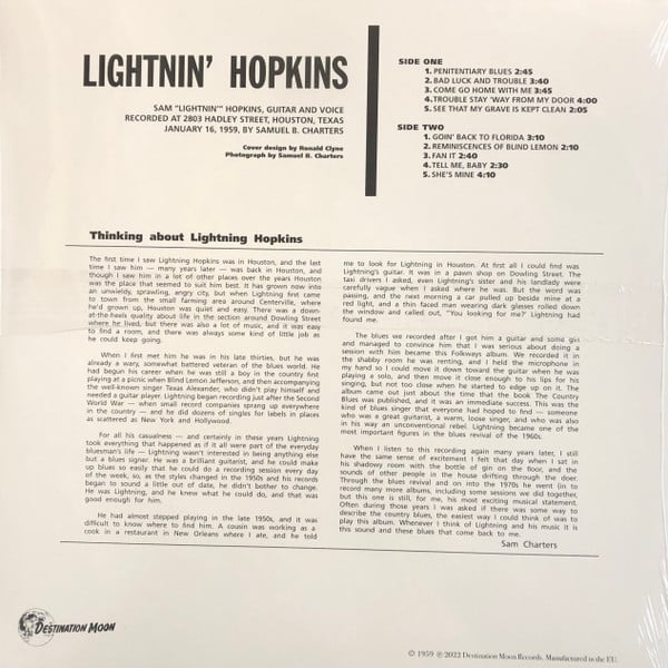 Lightnin' Hopkins : Lightnin' Hopkins (LP, Album, Ltd, Num, RE, Cle)