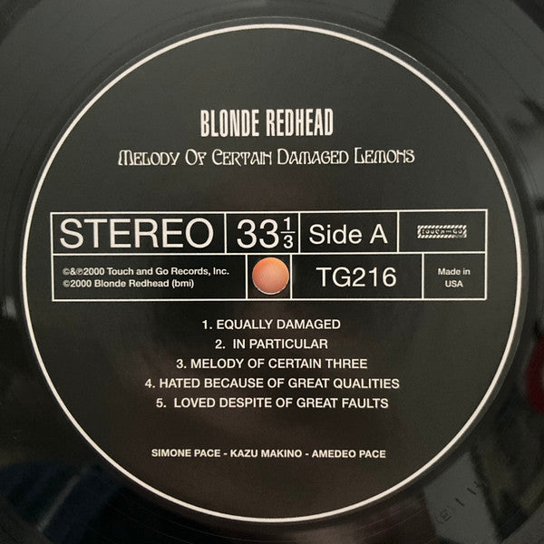 Blonde Redhead : Melody Of Certain Damaged Lemons (LP, Album, RE)